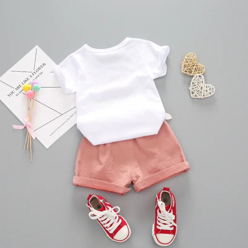 Summer Baby Clothes Set Children Girls Cute T-Shirt Shorts 2Pcs/Sets Infant Casual Outfits Toddler Clothing Kids Tracksuits 250515
