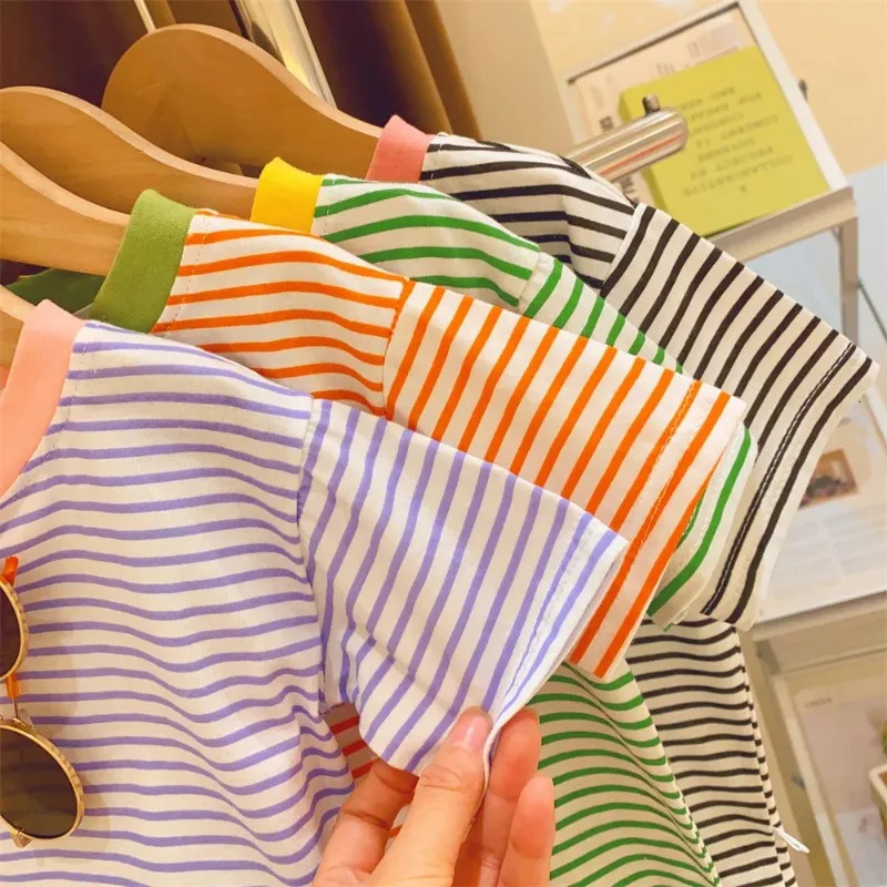 Baby Short Sleeve T Shirt Cotton Infant Striped T Shirt Summer Boy Girl Clothes Baby Cute Striped Tops Kids Tee 250515