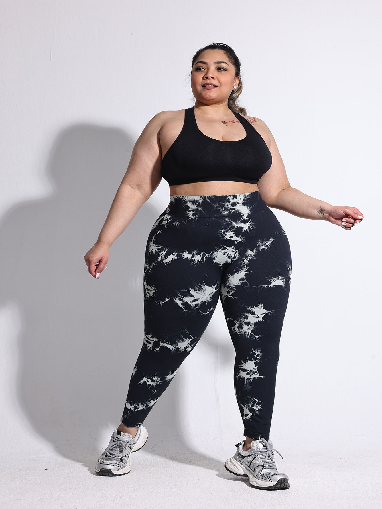 2025 Plus Size Tie-dye Yoga Pants High Waist Tight Sports Leggings Peach Hip Running Trousers