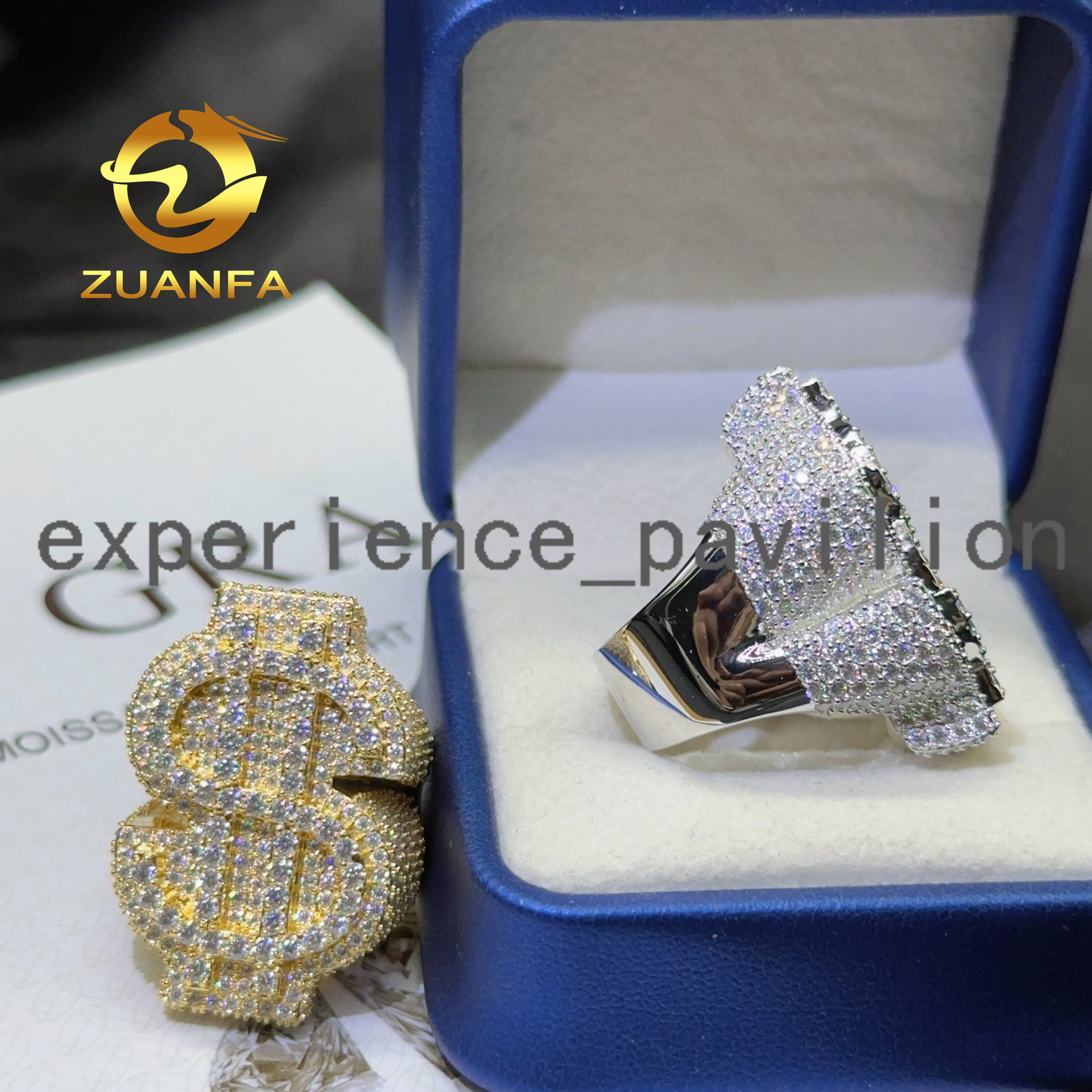 Jewelry Gold Plated Vvs Moissanite 925 Sterling Rapper Rings for Men Hip Hop Ring US Dollar Moissanite Ring