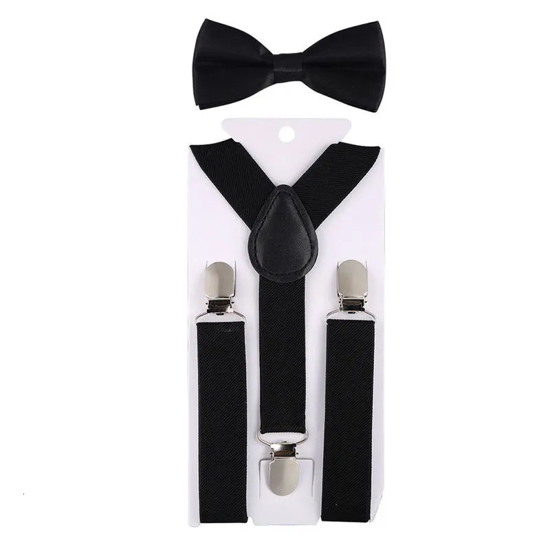 2Pcs Classic Adult Suit with Bow Tie and Suspenders Kit Adjustable Y Back Bowtie Set Fashion Black Suspenders Set 250515