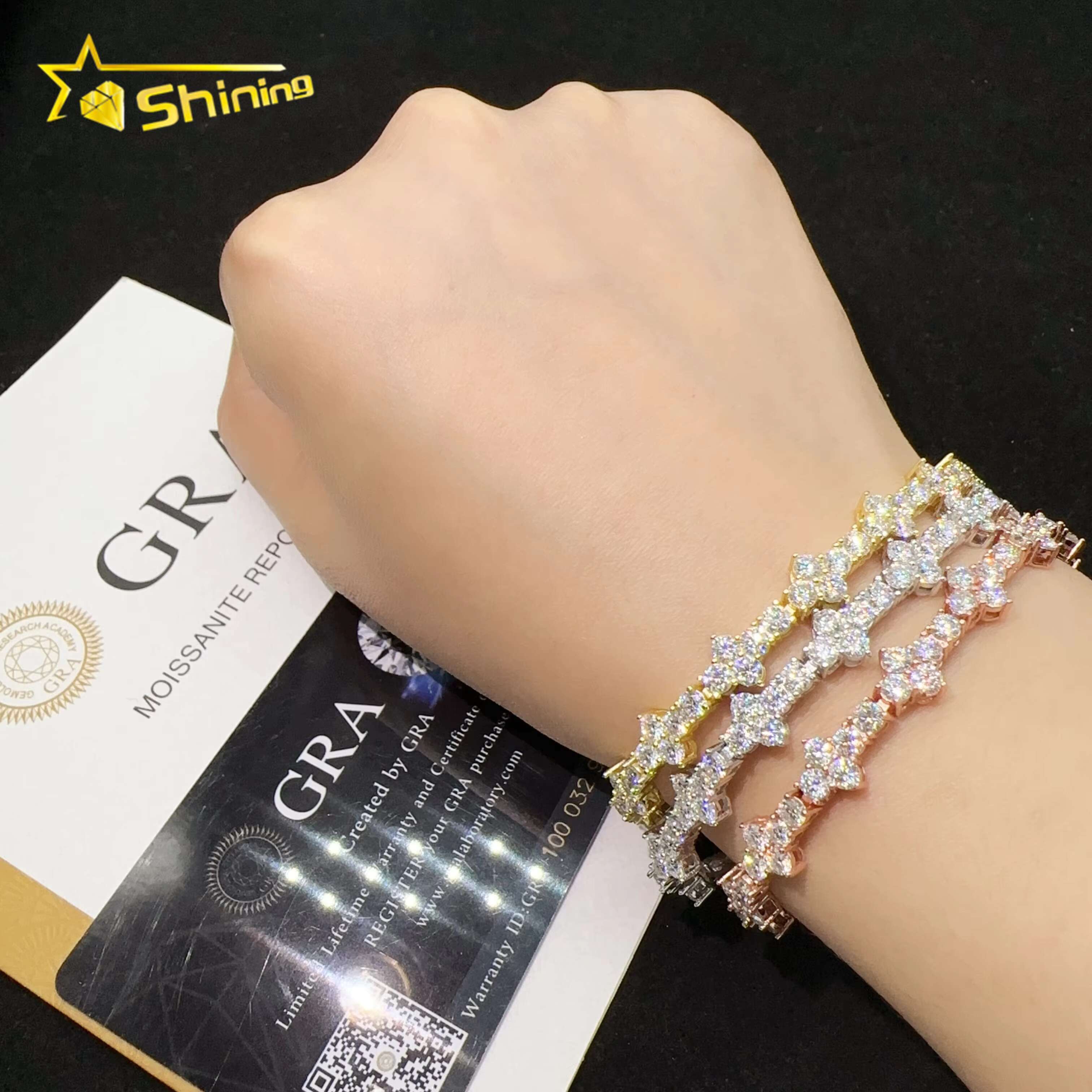 RTS 3mm Cross Bracelet Silver 925 Vvs Moissanite Hip Hop Iced Out Lab Diamond Fine Jewelry Tennis Chain Bracelet