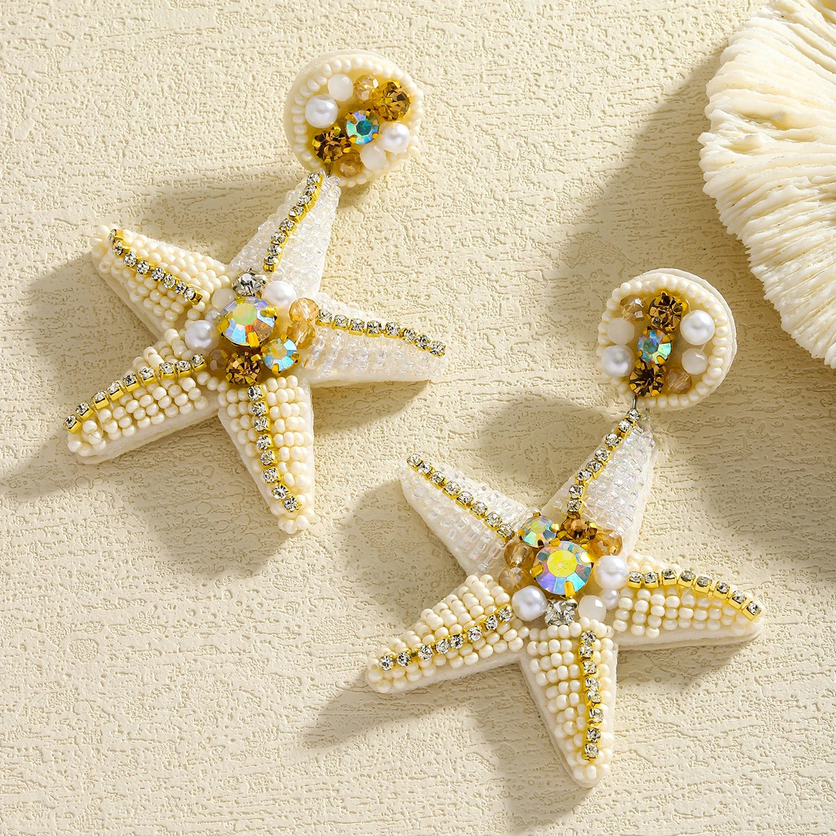 Creative Starfish Dangle Earrings For Women Bohemia Handmade Rice Beaded Sea Animal Jewelry Summer Beach Statement Accessories 250515
