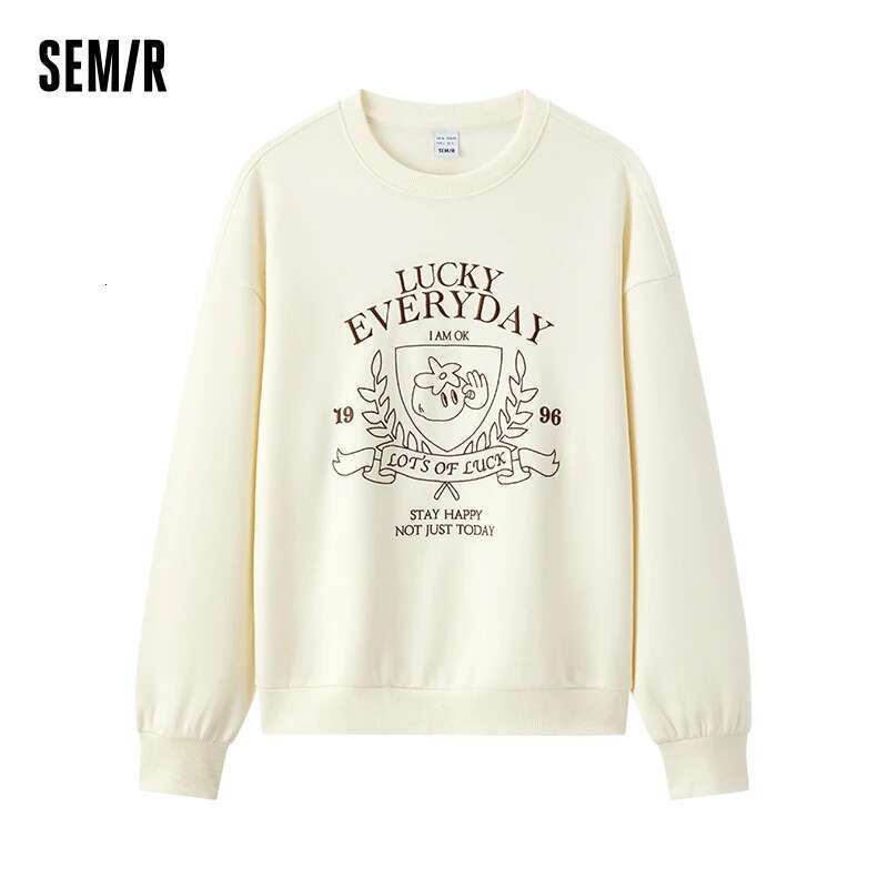 Semir Hoodie Women Design-Featured Embroidered Loose And Lazy 2025 New Spring Round-Neck Drop-Shoulder Pullover Fashionable Designer