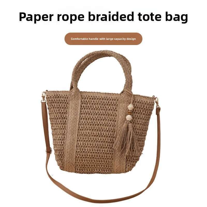 New Close-Fitting Large-Capacity Straw Woven Tote High-Value Portable Shoulder Messenger Women's Bag