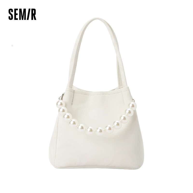 Semir Bucket Women Imitation Veet Single Shoulder Elegant Bead Handbag Temperament Crossbody Bag