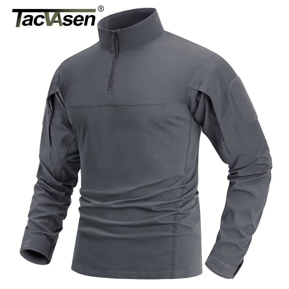 TACVASEN 1/4 Zip Lightweight Men's Long Sleeve T-shirts Wear Resistant Outdoor Training Work Shirts Pullover Tops Male