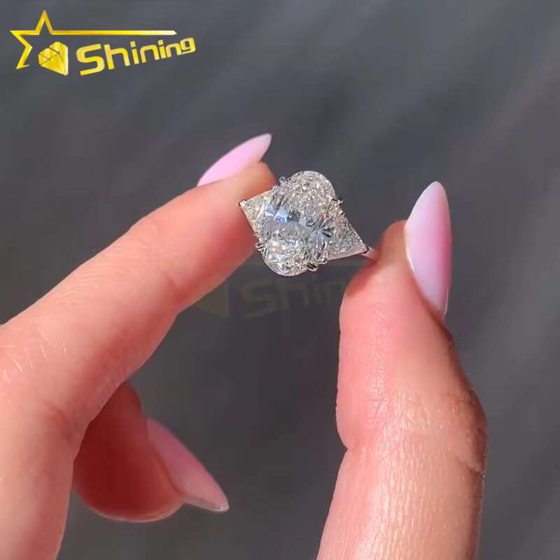 Custom CVD/HPHT Emerald Lab Diamonds Luxury 14K Real Gold Emerand Cut Band Moissanite Diamonds Wedding/Engagement Rings