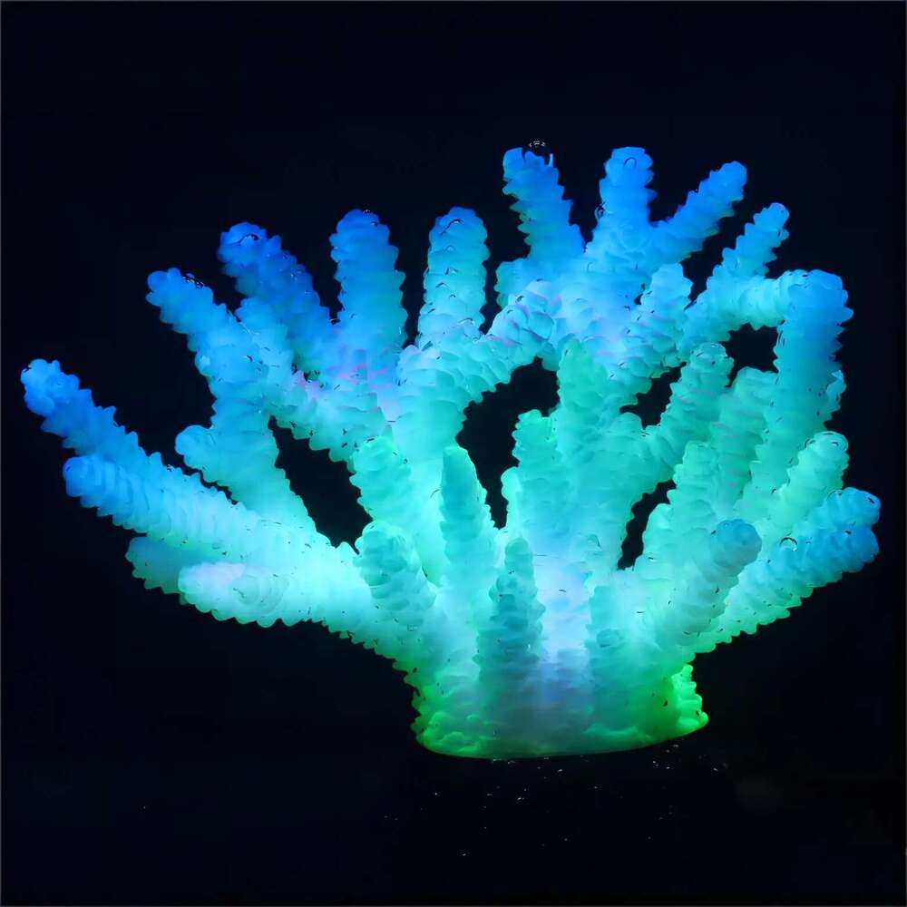 1 pc Aquarium Plants Fluorescent Staghorn Coral Reef Decor Glowing Tank Decorations Betta Fish