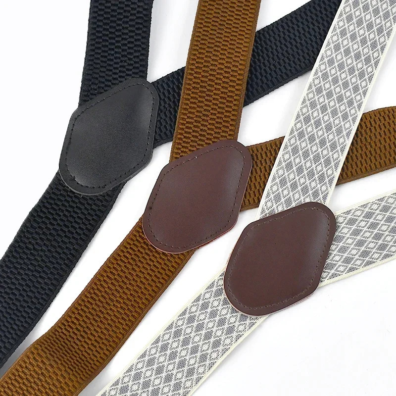 Mens Suspenders 6 Clips Wide Braces Corn Teeth Elastic Male Jockstrap Pants Suspender for Men Business Suit Mens Accessories 250515