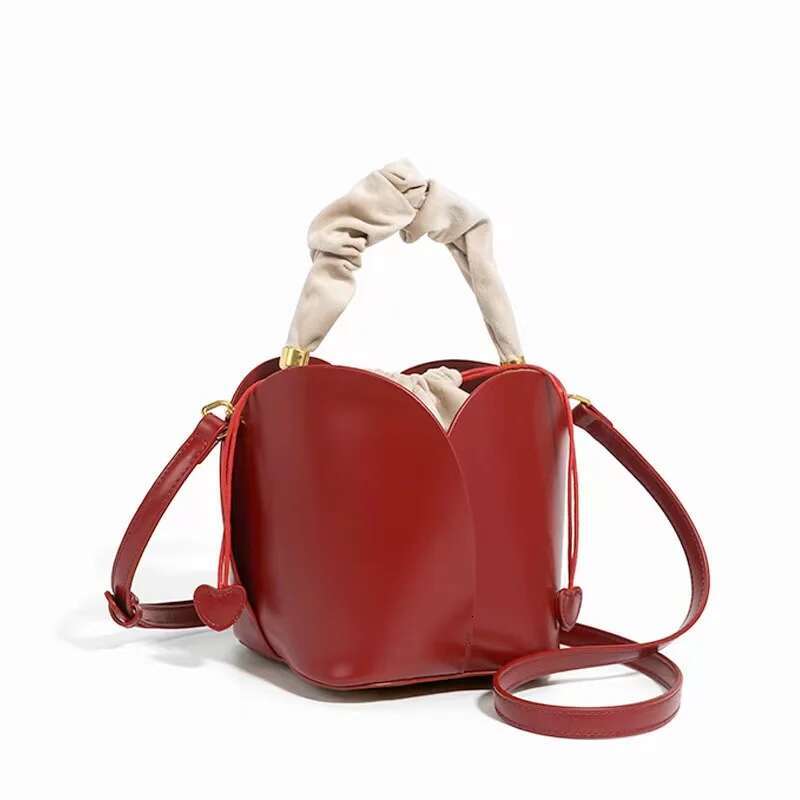 Large Capacity Fashion Women's Handbag Textured Leather Veet Bucket Lady Purse Shoulder Messenger Female Casual Bag