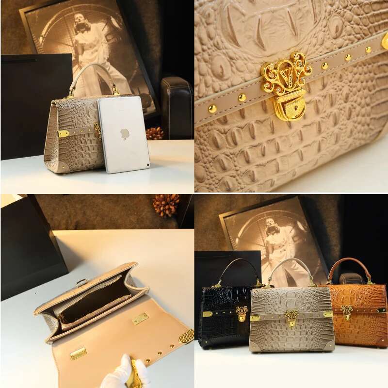 Genuine Leather Women's Bag 2024 New Crocodile Print Handbag Fashion All The Cross-Body Shoulder Bags