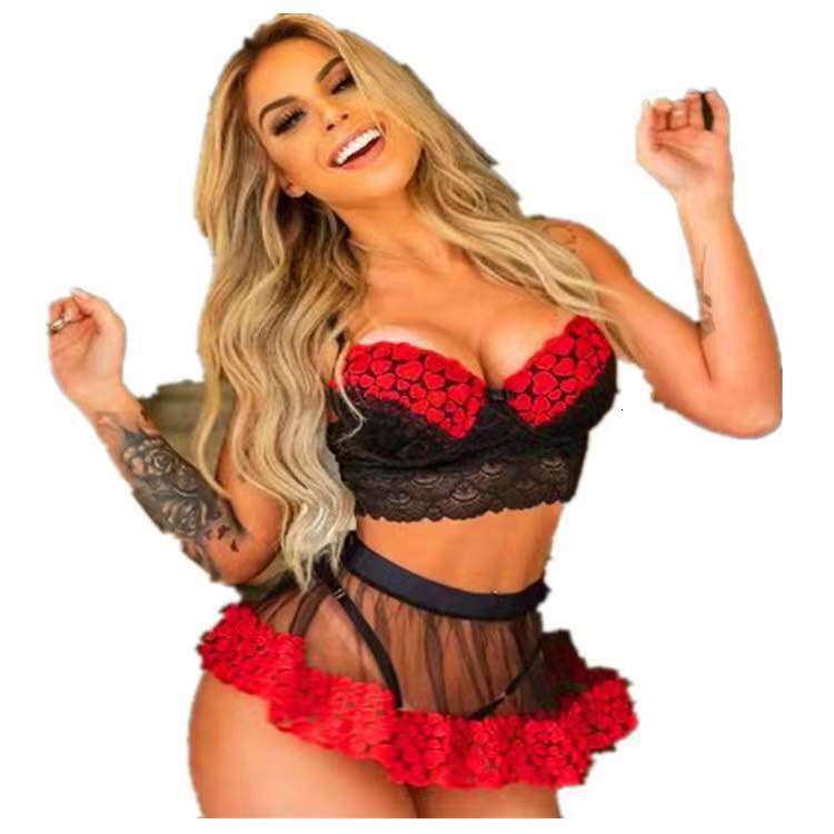 Patent Leather Sexy Lingerie Instagram Bra With Chest Pad Lace Lace Set Skirt Fun And Sexy Lingerie KQ