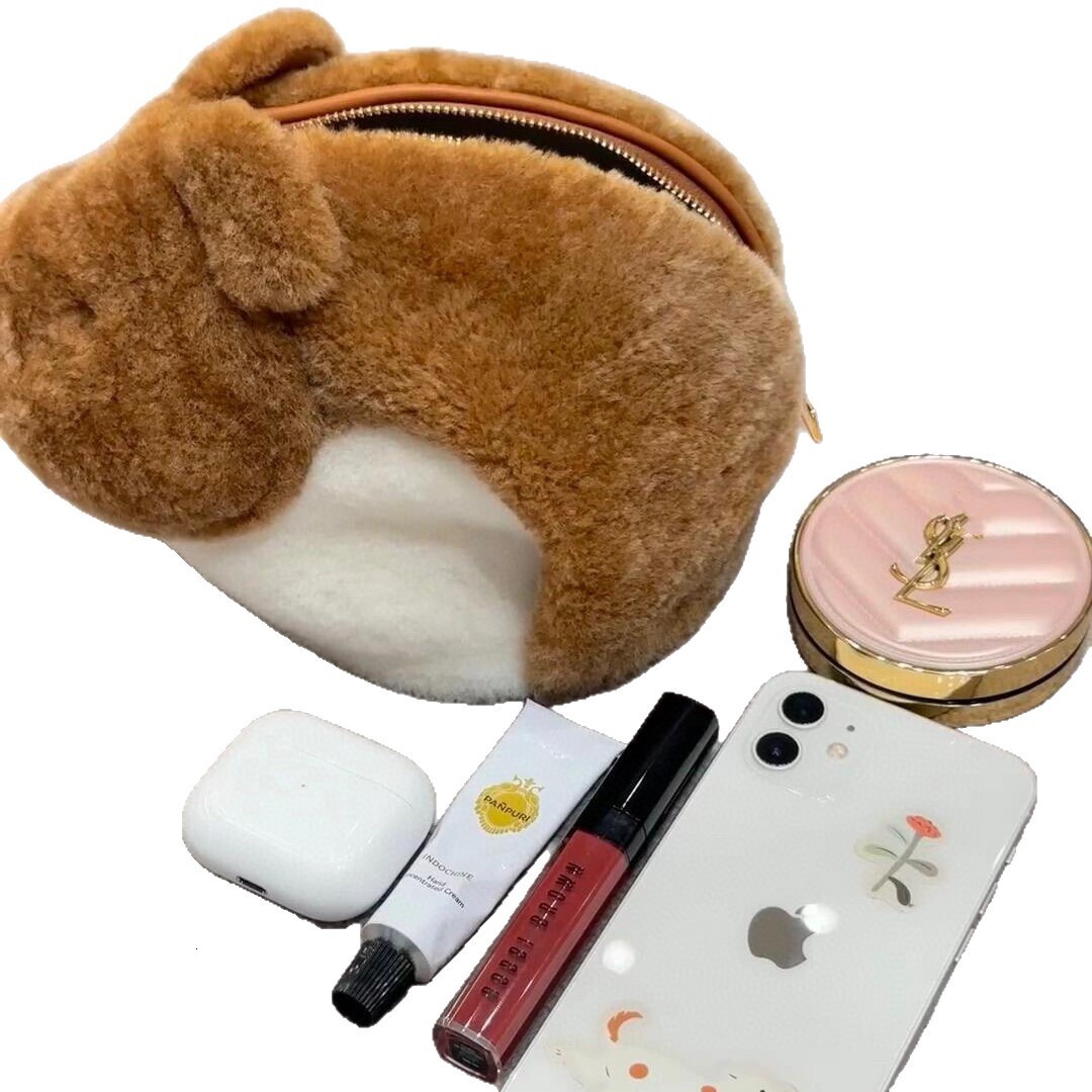 2025S designer cute hamster high-quality lamb fur animal style crossbody fashionable plush women bag