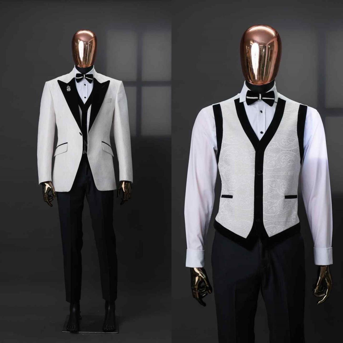 Elegant Jacquard Wedding Tuxedos 3 Piece Set Jacket Vest Pants Single Breasted Men Suit Designer Groom Blazers Customized