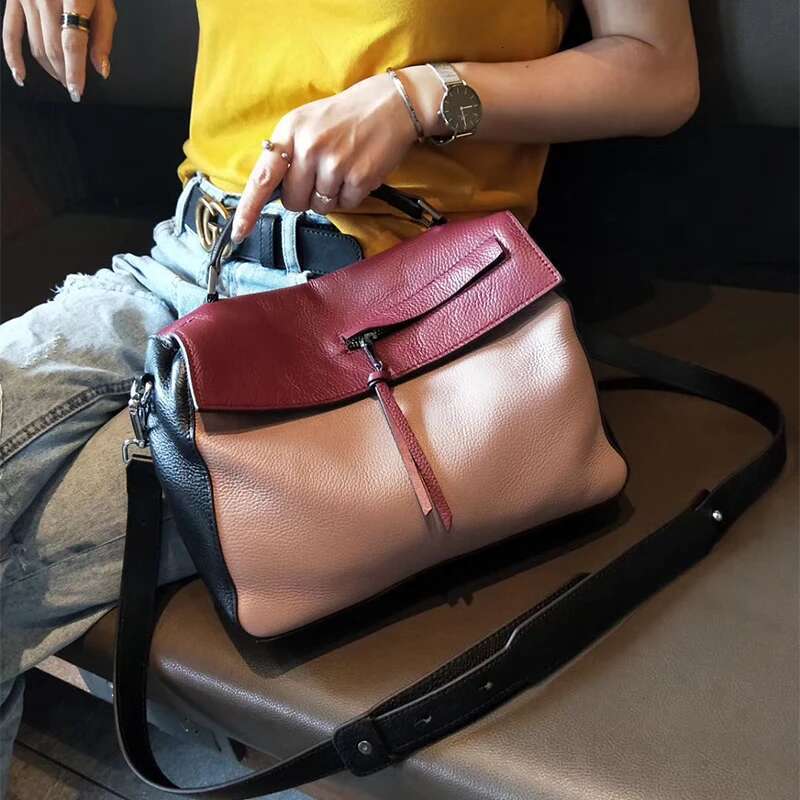 SHUCAI Genuine Leather Shoulder Bag Women's Handbag lady's ed Designer Mrossbody Messenger Bags for Women Totes