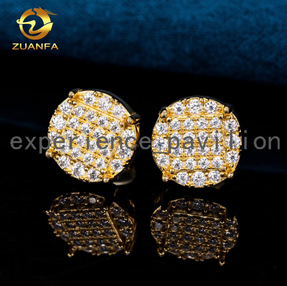 Factory Price Sterling Silver Custom Luxury Diamond Jewelry Fashion Jewelry Vvs Hip Hop Moissanite Earrings 18K Gold