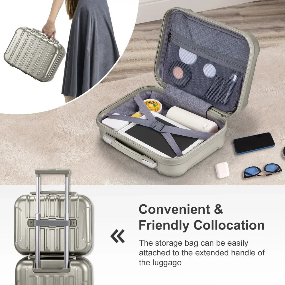 14 Mini Cosmetic Cases 2 Piece Luggage Set 20 Carry-On Expandble Luggage Hardside Lightweight Suitcase 250514