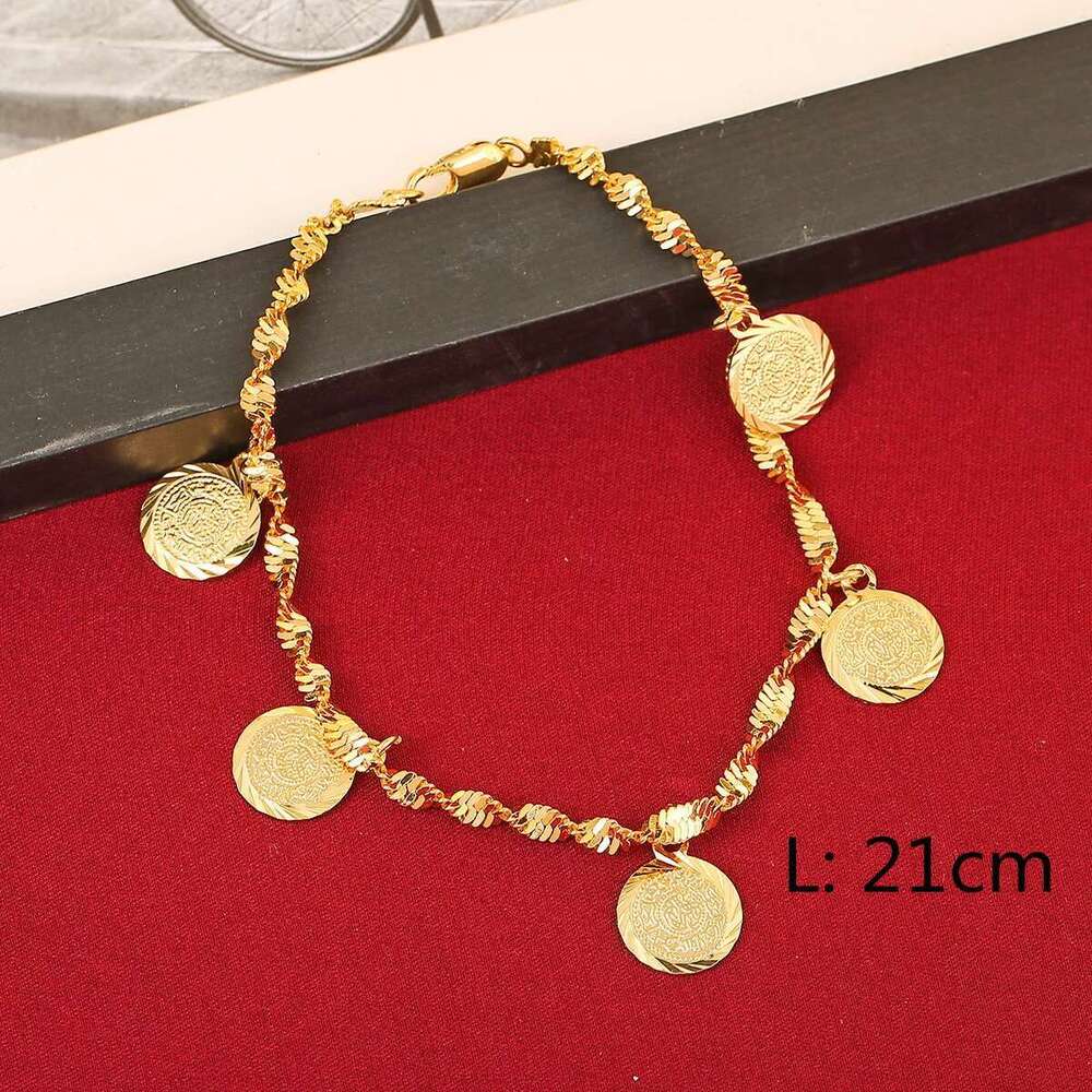 Trendy Money Coin Gold Color Islamic Muslim Religious Coins Bracelet Jewelry For Women Men Girls