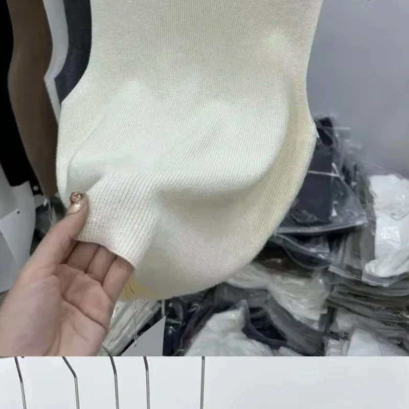 Women Knitted Y2K Tank Top Summer Fall Slim Sweater Short Sleeveless Solid Spring Autumn Sweaters Pullovers Skinny Tube 250506
