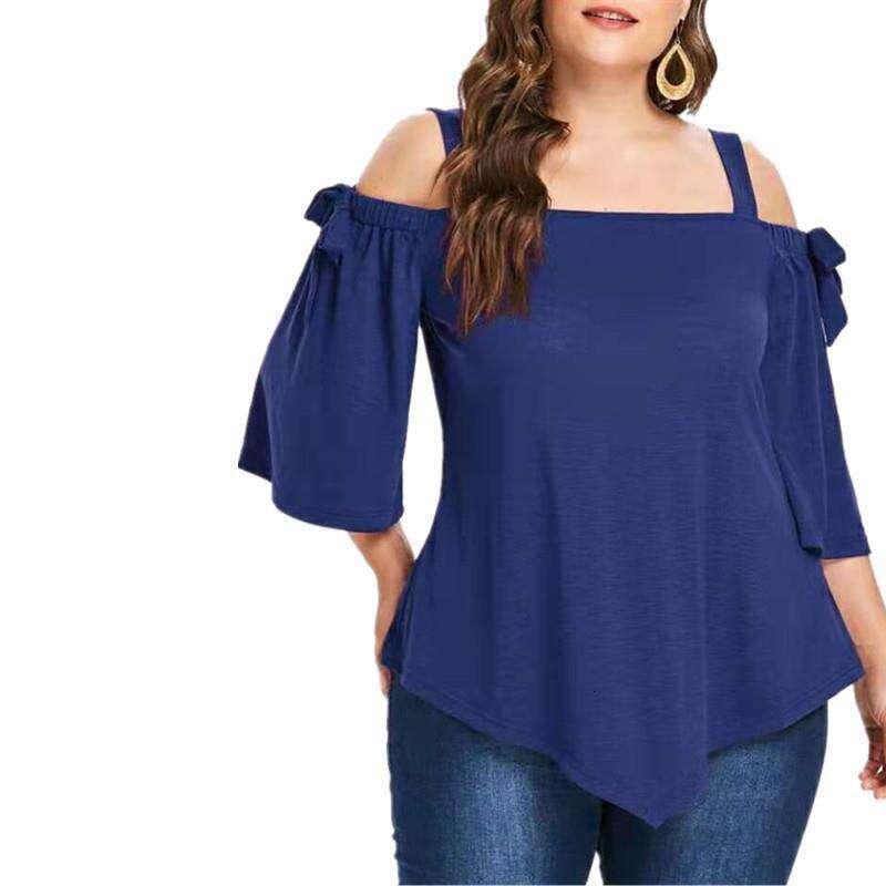 Plus Size Shirt Women Women Designer Clothes Tshirt Shirts Shirts for Women Designer Gothic 2025 Large Womens Off the Shoulder Mid Sleeve Bow Tie Irre