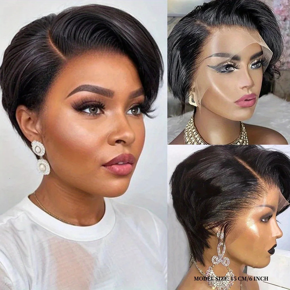 Short Pixie Cut Wigs Human Hair 13x4x1 Side Part Bob Lace Front Human Hair Wigs for Women Straight Hair Remy T Part Lace Wigs 250512