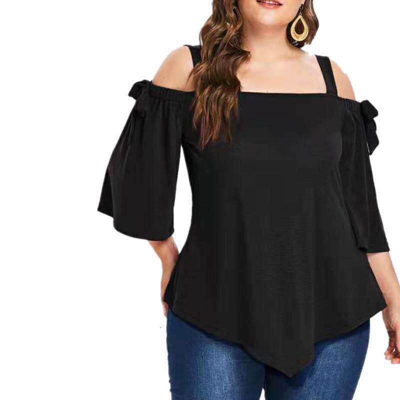 Plus Size Shirt Women Women Designer Clothes Tshirt Shirts Shirts for Women Designer Gothic 2025 Large Womens Off the Shoulder Mid Sleeve Bow Tie Irre