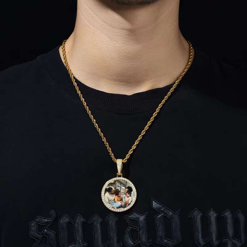 Photo carving sier pyroxene pendant necklace gold-plated or personalized men's and women's jewelry gifts