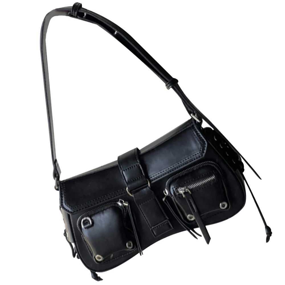 Wen Vintage Underarm Bag PU Leather Solid Color Bag Mtipocket Y2K Adjustable Strap Fem Cmute Daily Bag Z250516