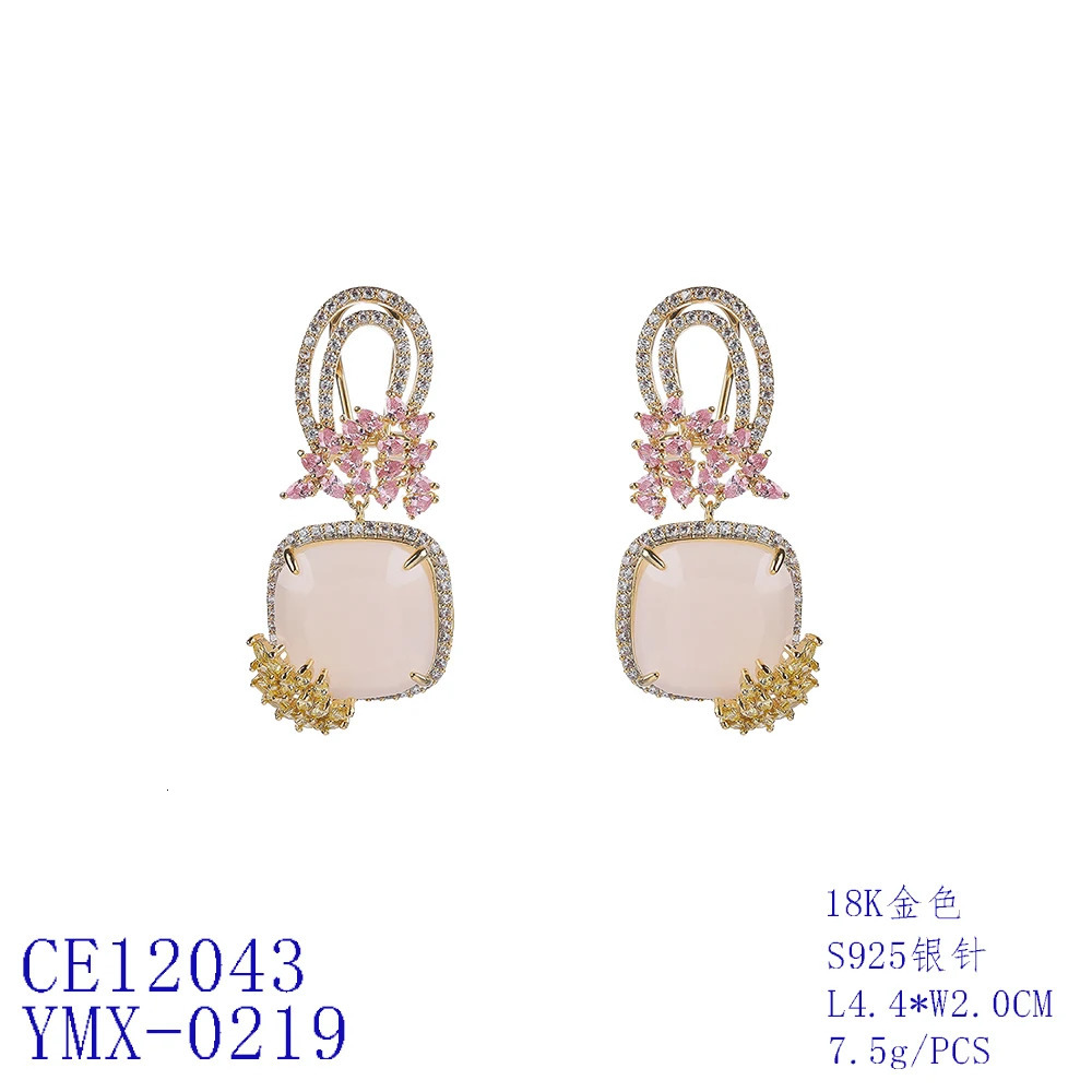 Cubic Zirconia Big Square Shape Stone Drop Dangle Earrings CZ Festive Jewelry CE12043 250515