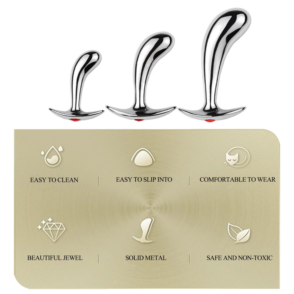 1Pcs Metal thumb anal plug three sizes jewel base outdoor anal plug outdoor dildos adult sex toys 250515