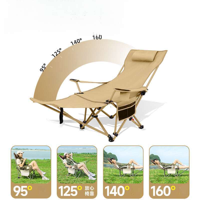 Outdoor folding high back moon with four adjustable settings, suitable for sitting lying, camping and fishing chair, portable lounge chair