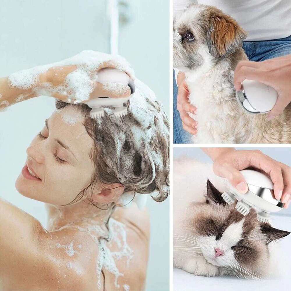 Small Portable Head Massager Hot Compress Red Light Waterproof Stress Relief Tool Scalp Relax for Deep Cleansing