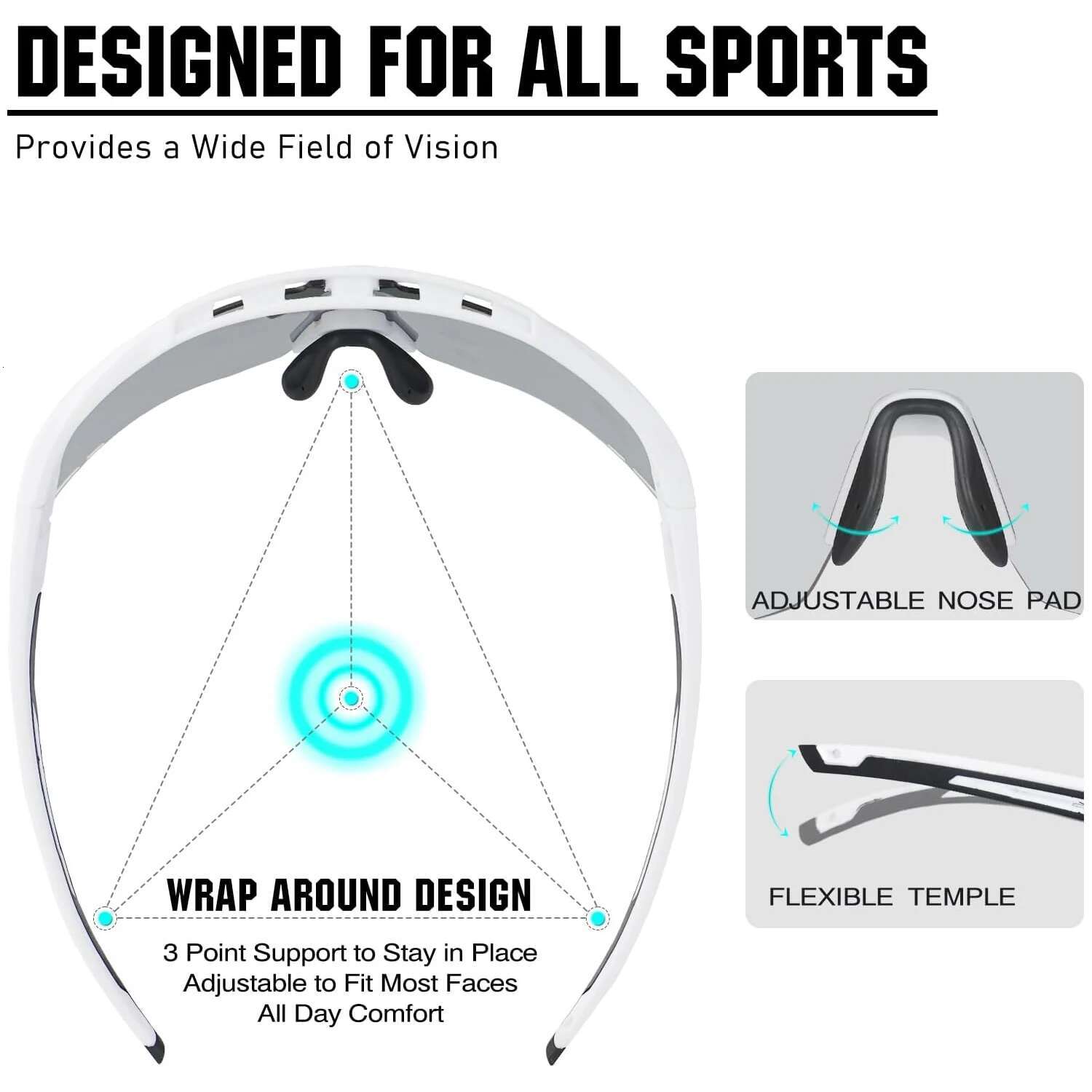 Vozapow Cycling Glasses Men Women Polarized MTB Racing Bike Sunglasses Driving Baseball Goggles UV400 Protection Sports Eyewear