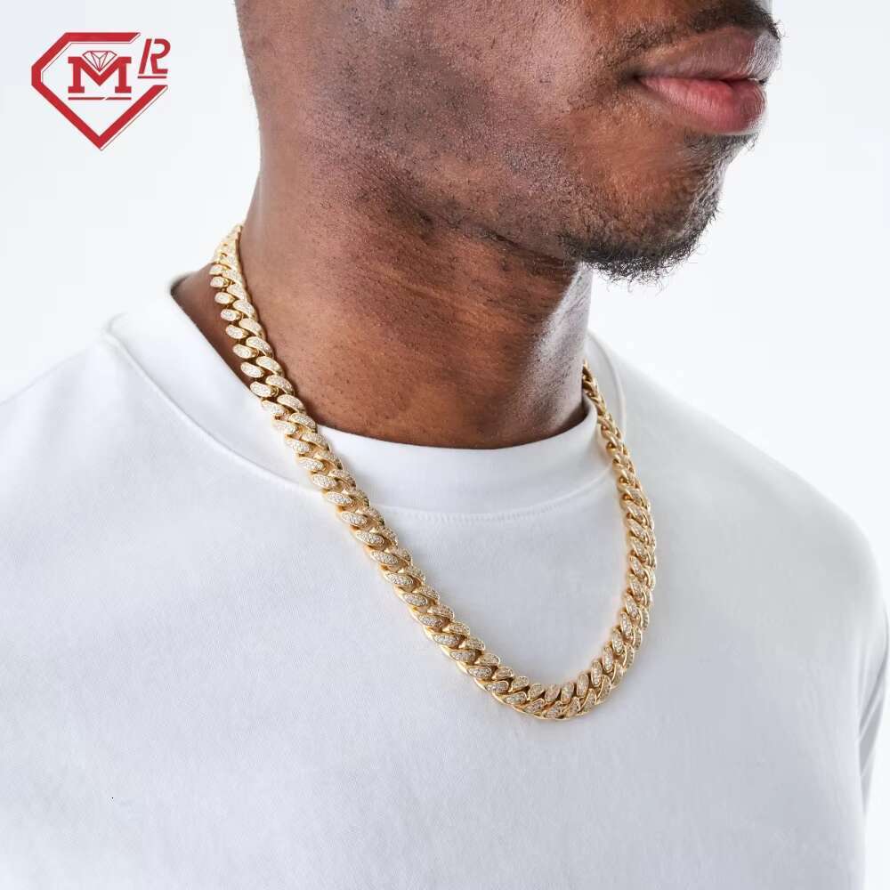 Hip hop Iced 2 Rows VVS12 Millimeter Sier Silica Cuban Chain