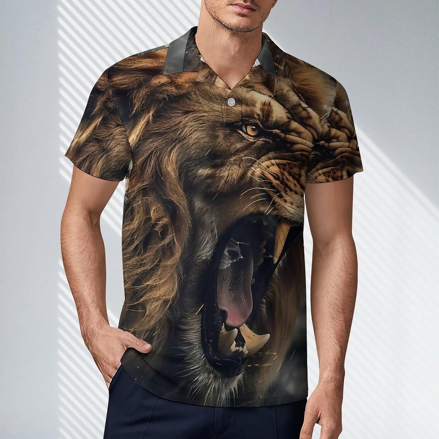 Mens Polo shirt Animal Lion 3D Print Golf Shirts for Men Print Polo Shirt T Shirts Casual Tops Polos shirts Casual tops summer clothes fashion