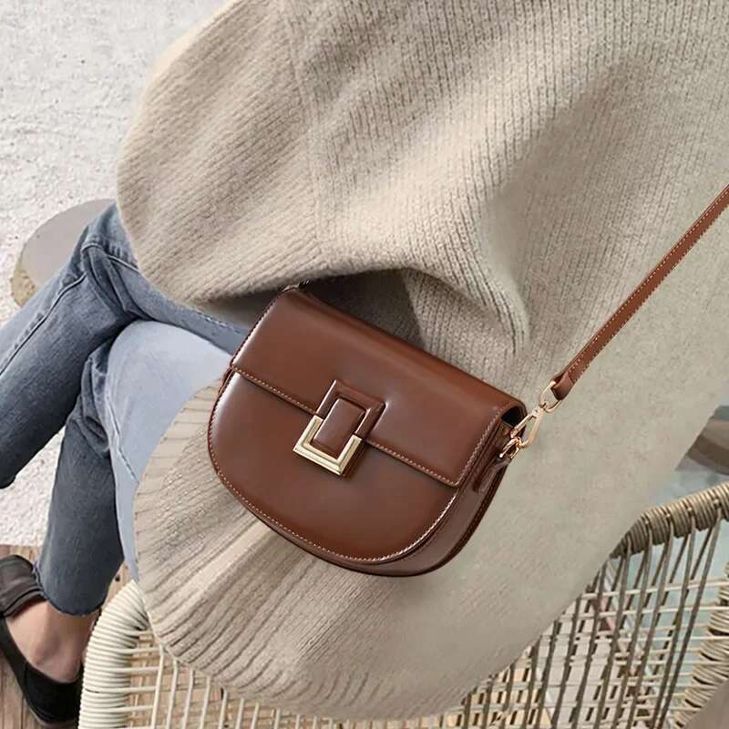 Jonlily Women Genuine Leather Shoulder Female Fashion Crossbody Bag Casual Saddle Bags Handbag Daybag Purse -Kg852