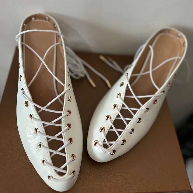 Onlymaker Women White Closed ToeLace Up Mules Kitten Heel Stiletto Summer Sandals Coeset Heels