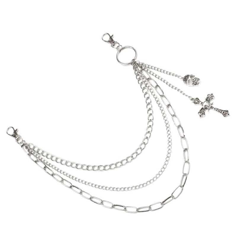 Crosses Punk Side Chain On Jeans Pants Handbag for Girls Multilayer Body Chain Trousers Street Clothing Chain Y250515