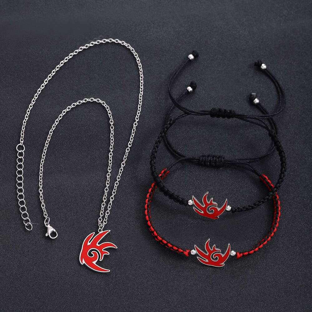 Stainless steel necklace woven with adjustable hand rope, hedgehog game shadow character bracelet accessory