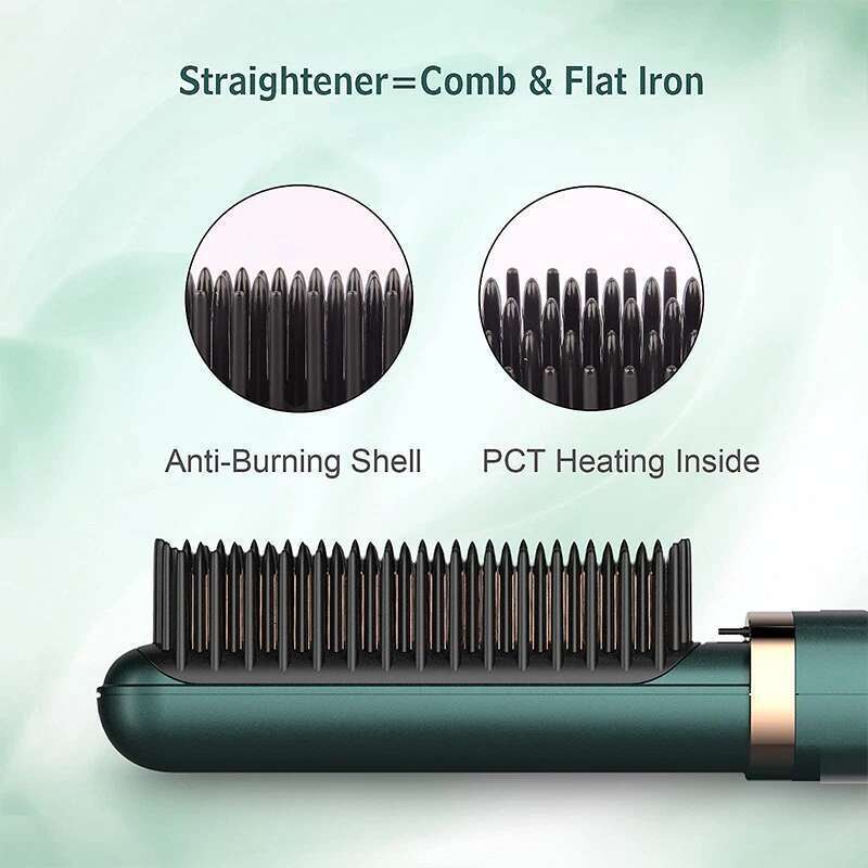 Electric Straighten Brush Fast Heating Ceramic Hair Professional Curler Straightener Comb Styler