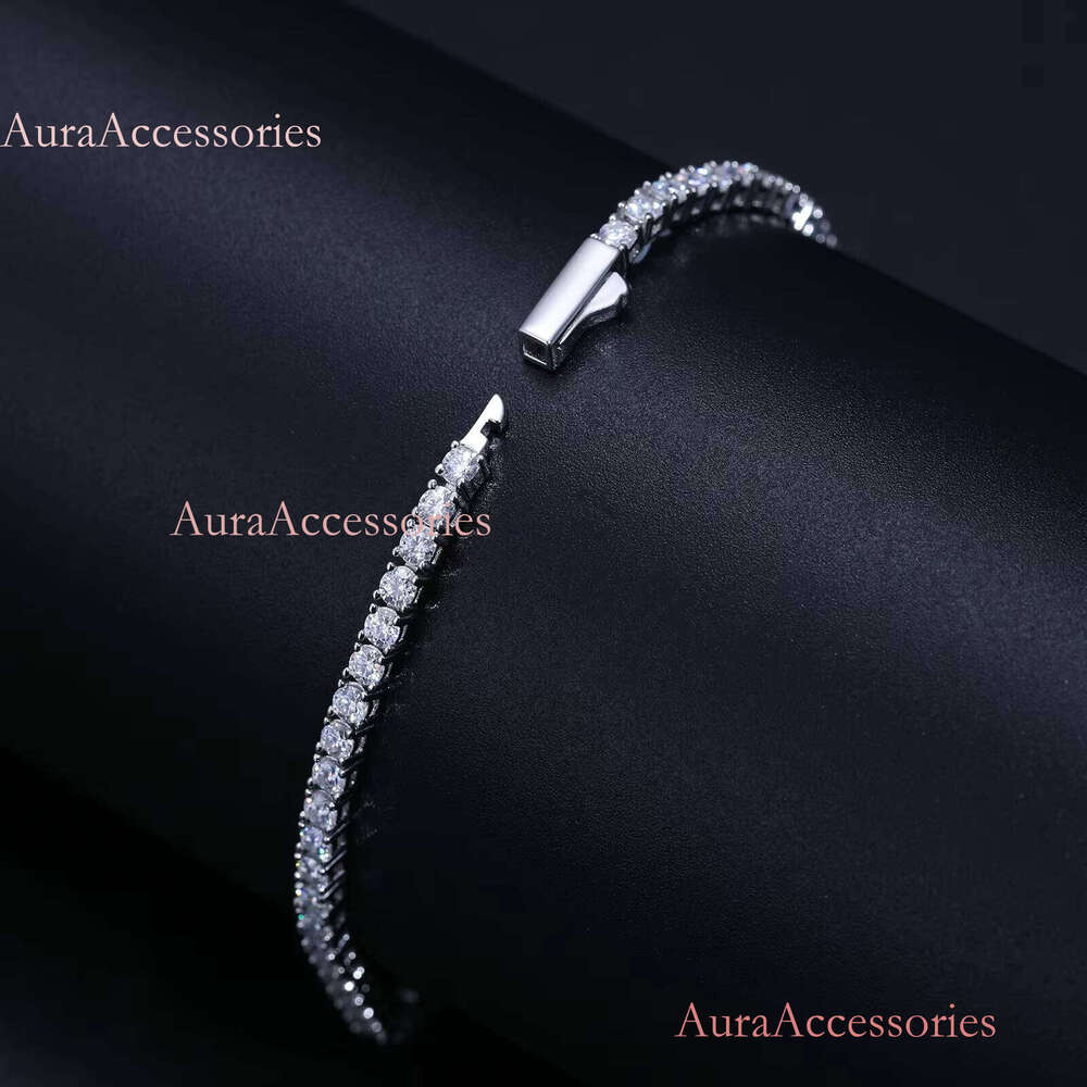 Classic 2mm 2.5mm Moissanite Tennis Bracelet Sterling Sier Pass Tester Lab Dia Women Girl Jewelry Gift