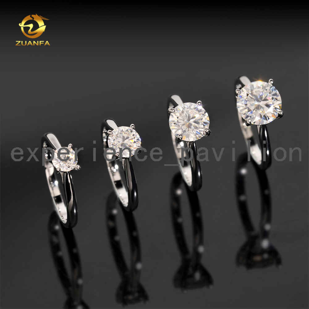 0.5ct 1ct 2ct 3ct Moissanite Diamond Engagement Rings 925 Silver 4 Prong Wedding Ring Pass diamond tester Solitaire women ring