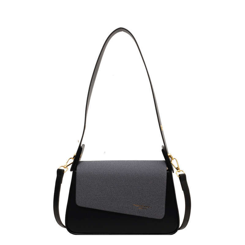 Women's new texture wide strap small square contrasting color fashionable handbag simple single shoulder crossbody bag