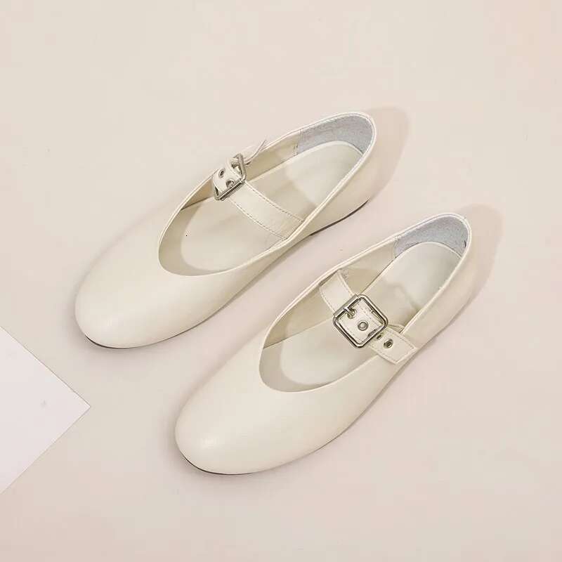 AIYUQI Mary Jane 2025 Autumn Natural Genuine Leather Vintage Pointed Toe Ballet Flat Casual Shoes Women