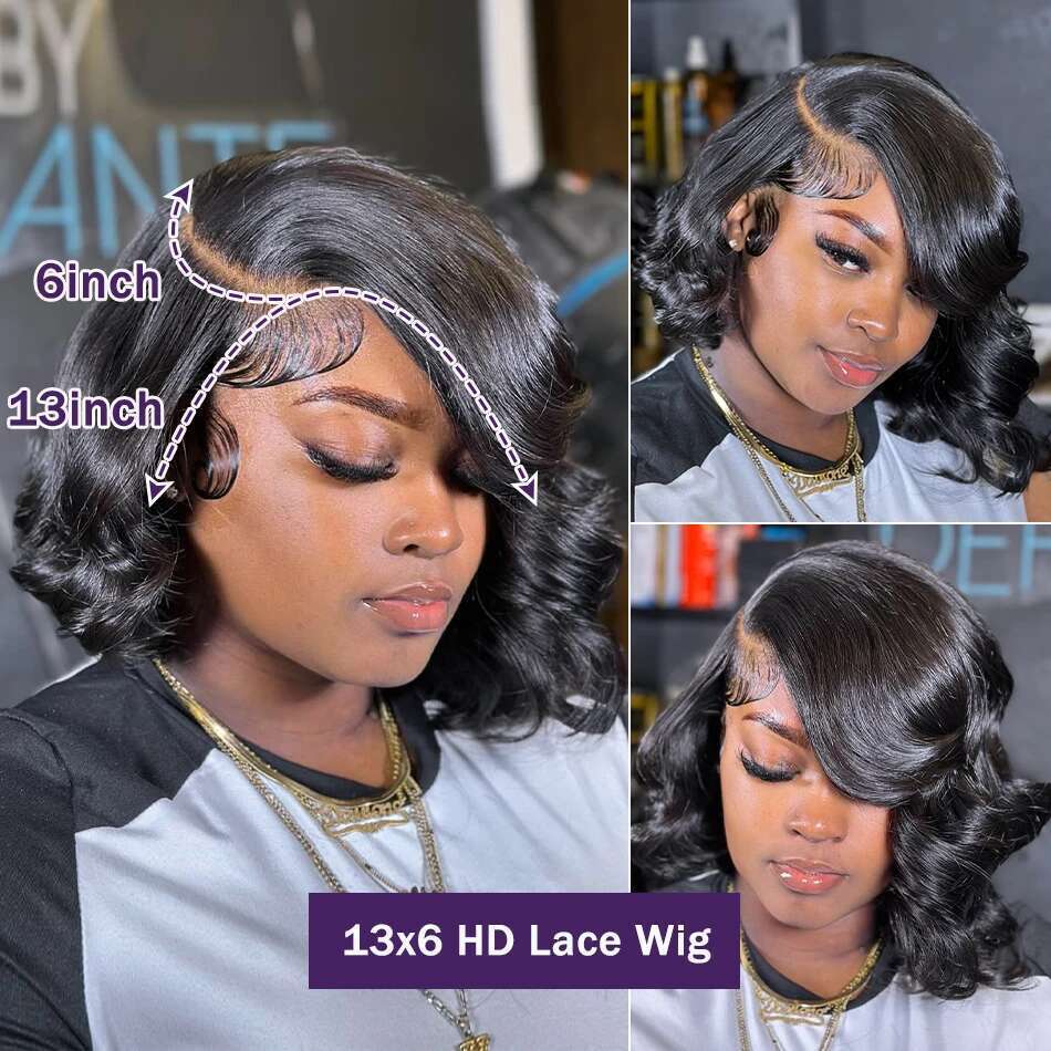 14 Inch Human Hair 200 Density 5x5 Closure Short Body Wave Bob Wig 13x6 Hd Frontal 13x4 Lace Front Wigs