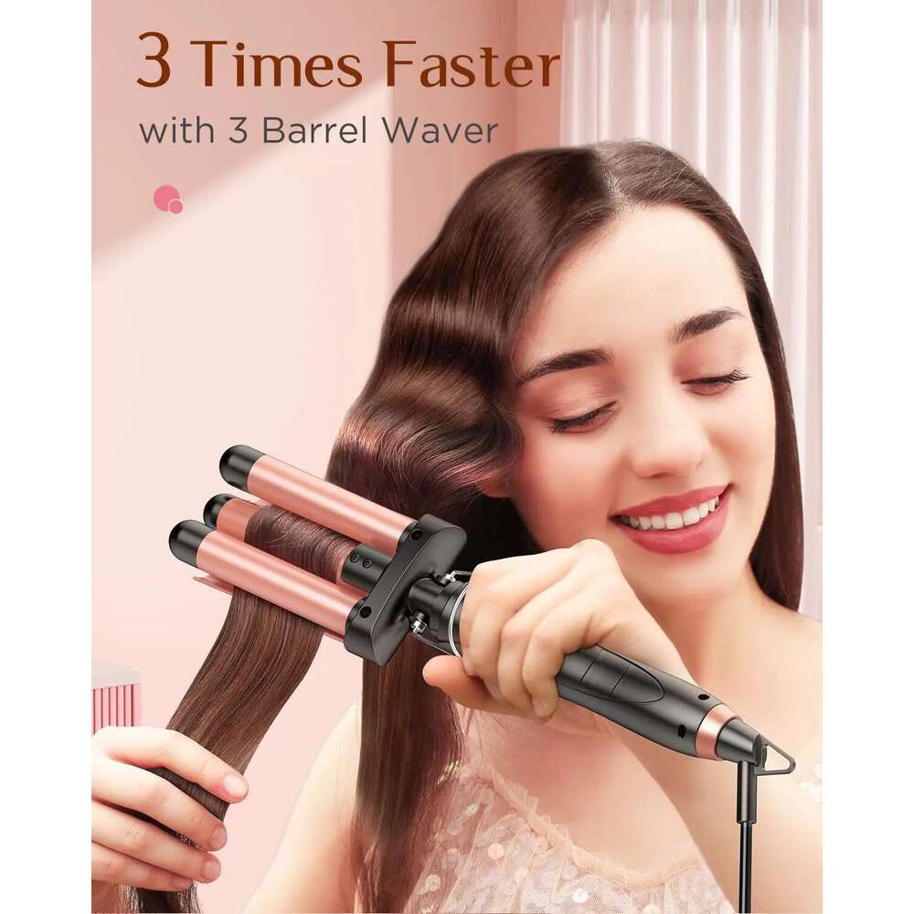BESTOPE PRO 5 in 1 Iron-Curling Wand Set with Straightener, Barrels Hair Crimper Iron, 3 Ceramic Curling Iro