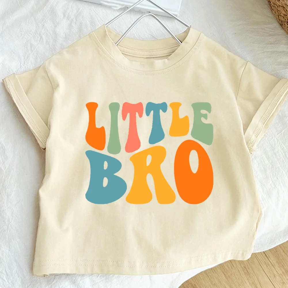 Big Bro Sis Little Bro Sis Printed Family Matching T-shirt Boys Girls Sibling Clothes Kids Tops Outfit Children Retro Tee Shirts 250515