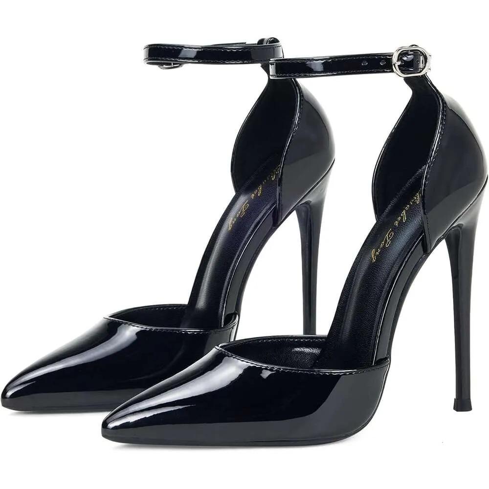High Heels Women Pumps Orsay Ankle Strap Pointed Toe Stiletto Heels Rhie Party Wedding Shoes