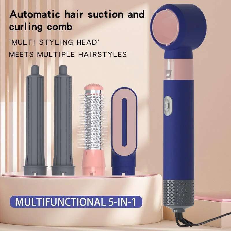 2025 5-in-1 Straight Hair Comb Negative Ion Automatic Curling Iron Multifunction Electric Hot Air Dryer Volume Curly Hairdress